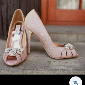 Badgley Mischka Pink Glitter Peep-Toe Heels